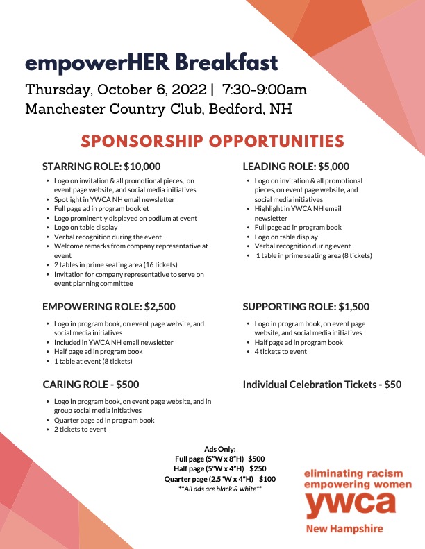 empowerHER Sponsorship Levels 2022